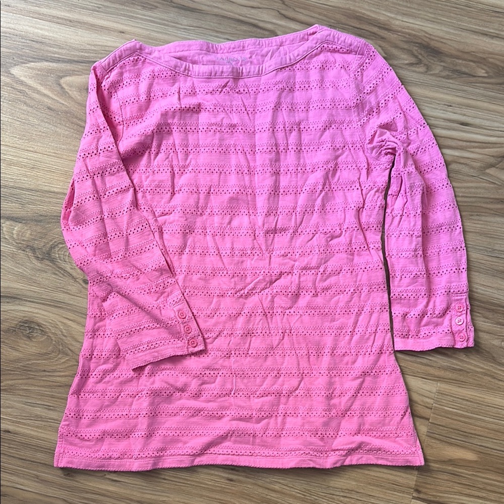 Talbots Pink Ribbed Long Sleeve Blouse